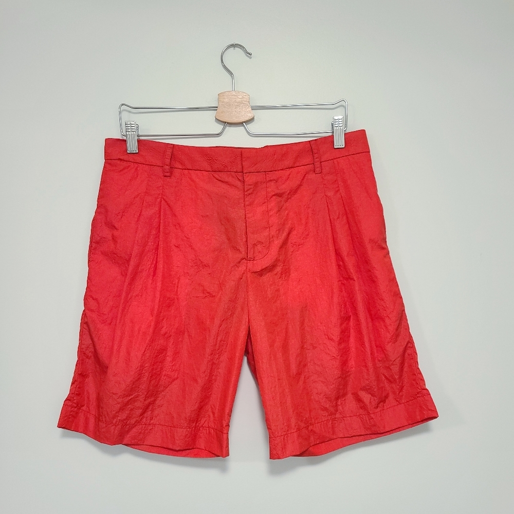 LES HOMMES Men's Bright Red Crepe Shorts size 42